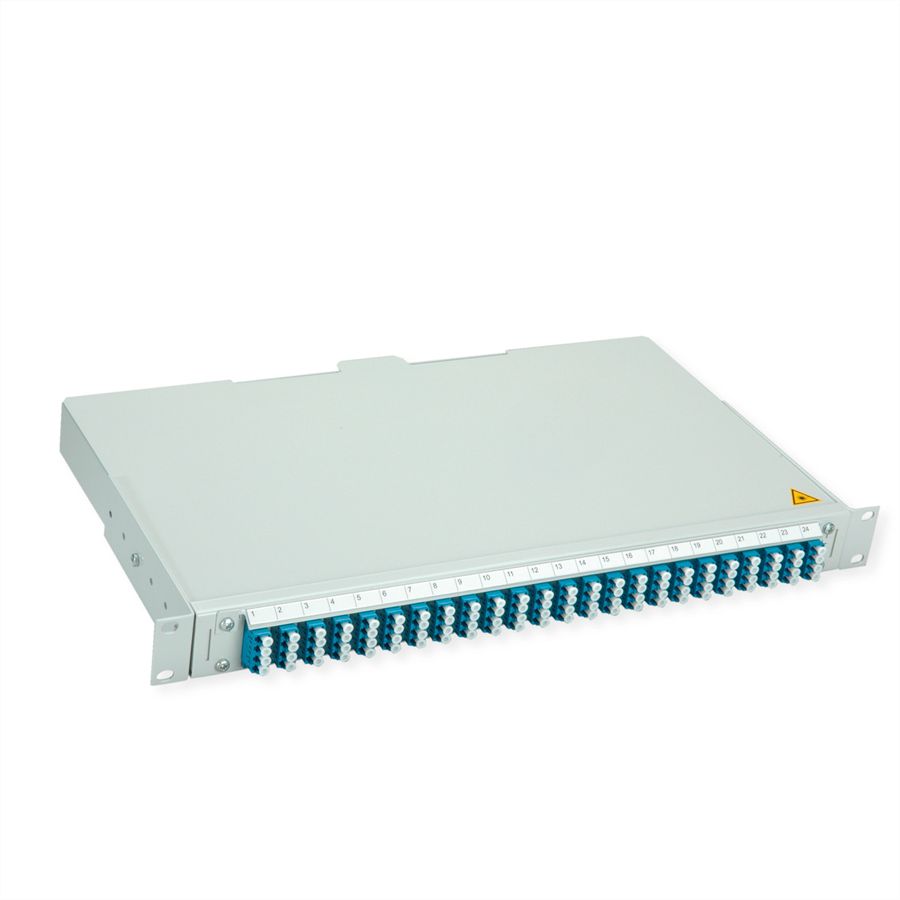 TELEGÄRTNER BASIS V LWL-Panel mit Kupplungen & Pigtails, 24x LC Quad, grün, OS2 PC