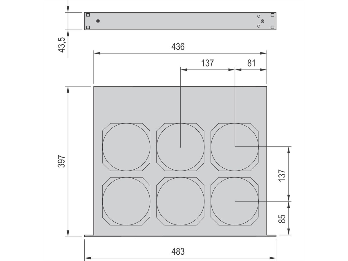 SCHROFF 19'' ventilatoreenheid, 1 U, toerentalregeling en bewaking, 6 ventilatoren, 230 VAC