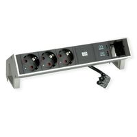 BACHMANN DESK2 3xCEE7/3 1x CM USB-oplader A/C 22W, 0,2m GST18 INOX