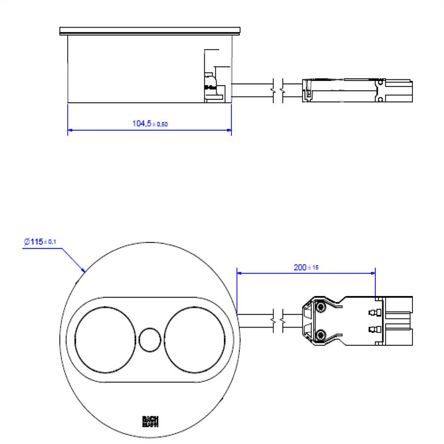 BACHMANN TWIST 2 1xCEE7/3 1xUSB A/C 22W 0.2m GST18 silver round