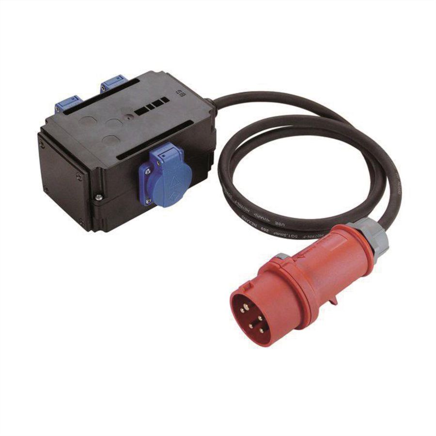 BACHMANN CEE adapter 16A 1Ph, 3x earthing contact IP44 1.5m