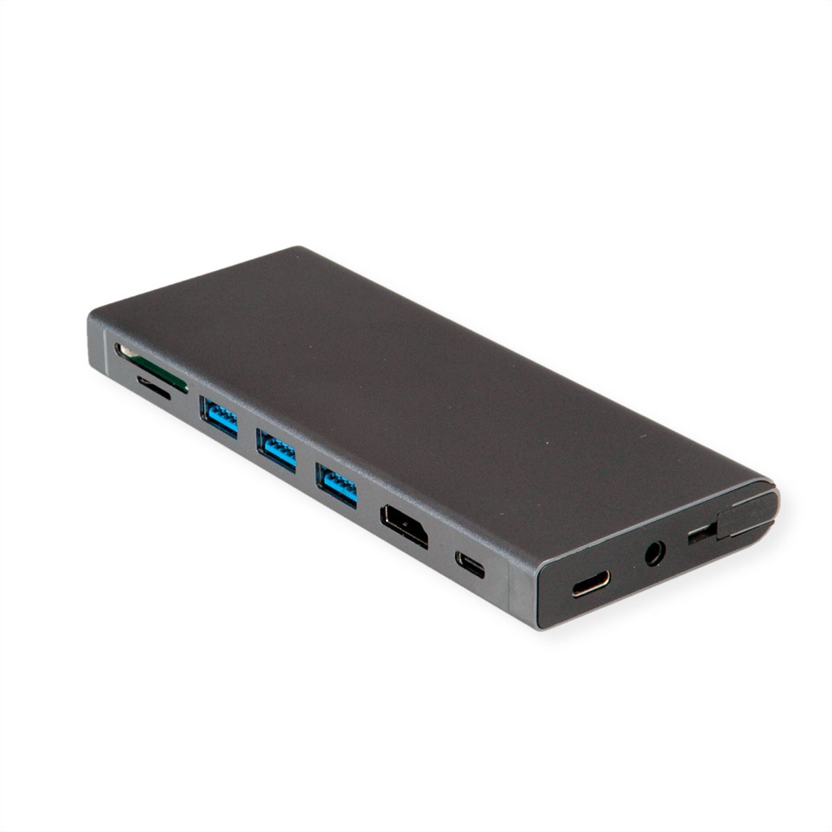 VALUE USB Type C Docking Station, HDMI 4K60 , 4x US3.2Gen1 (1x C + 3x A), 1x PD, 1x SD/TF, 1x RJ45, 1x 3.5mm