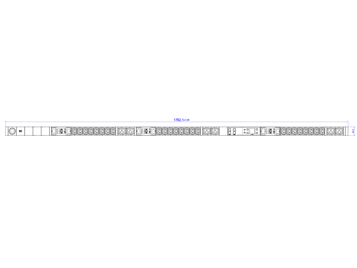 BACHMANN BN3500 Slave 24xC13 6xC19 6xLS, Meting per stopcontact3m H05VV-F 3G4 CEE16A LAN