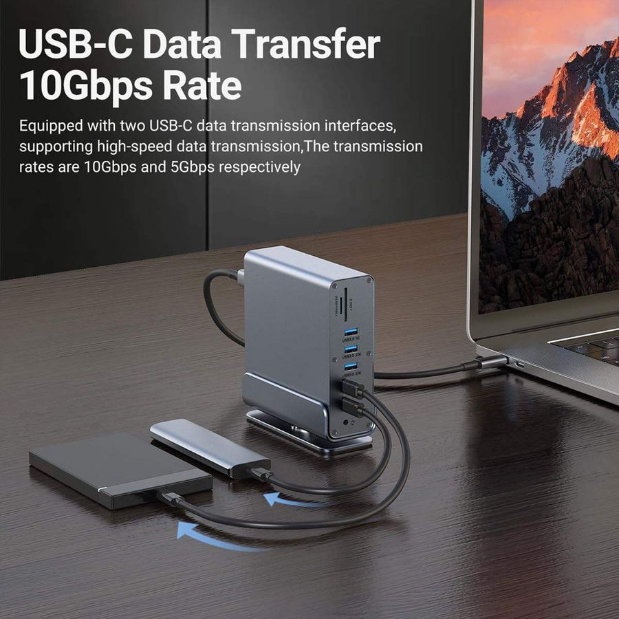 VALUE Dockingstation USB-C, HDMI/DP 4K60, Gigabit Ethernet, USB-A, USB-C, PD, SD/microSD, Audio