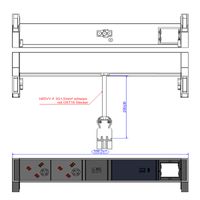 BACHMANN DESK2 ALU ZWART 2xUK 1xCM, 1xUSBC 60W 0,2m GST18 Verenigd Koninkrijk (UK)