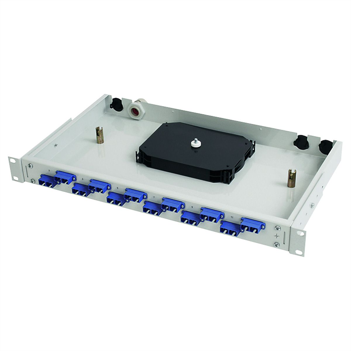 TELEGÄRTNER 19" BASIS V 1 HU Patch Panel, with assembled adaptors 6xLC Duplex adaptors