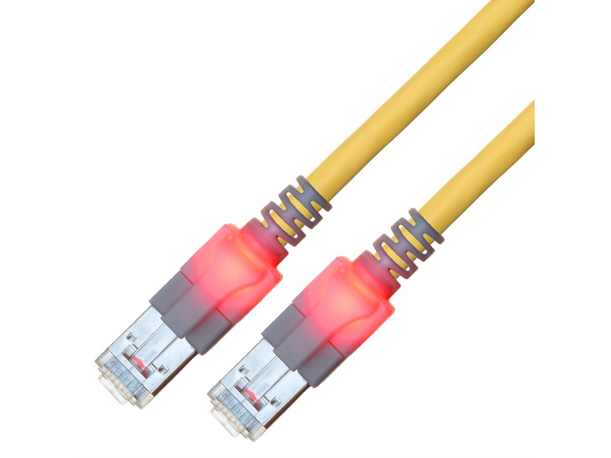 EasyLan S/FTP DualBoot LED Kabel Cat.6 (Class E), LSOH, geel, 1 m