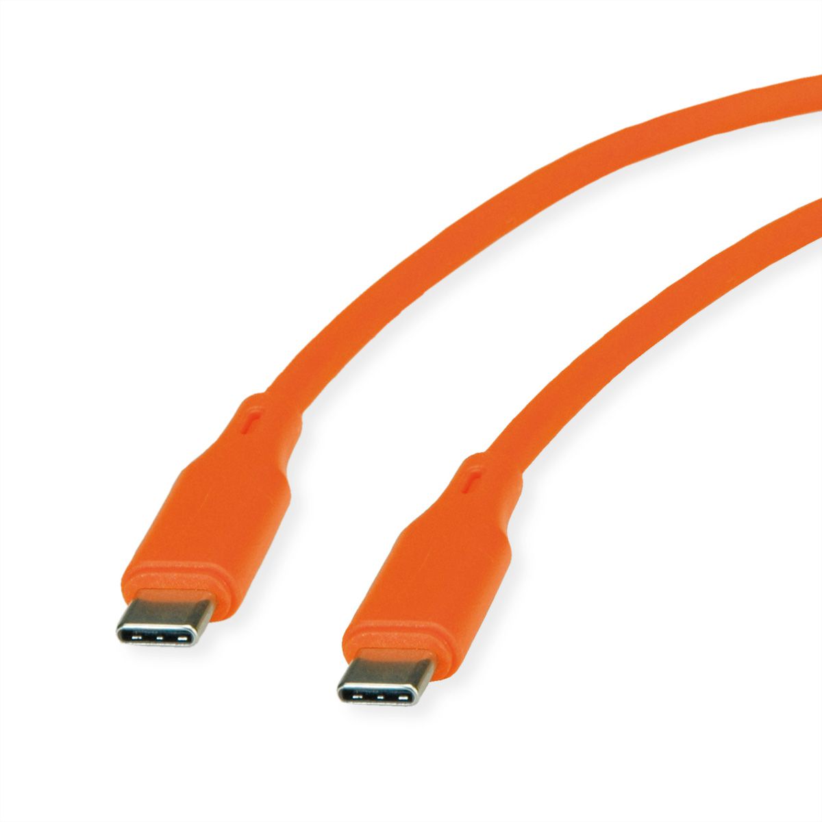 ROLINE USB 2.0 Cable, C–C, M/M, 60W, silicone, orange, 1 m