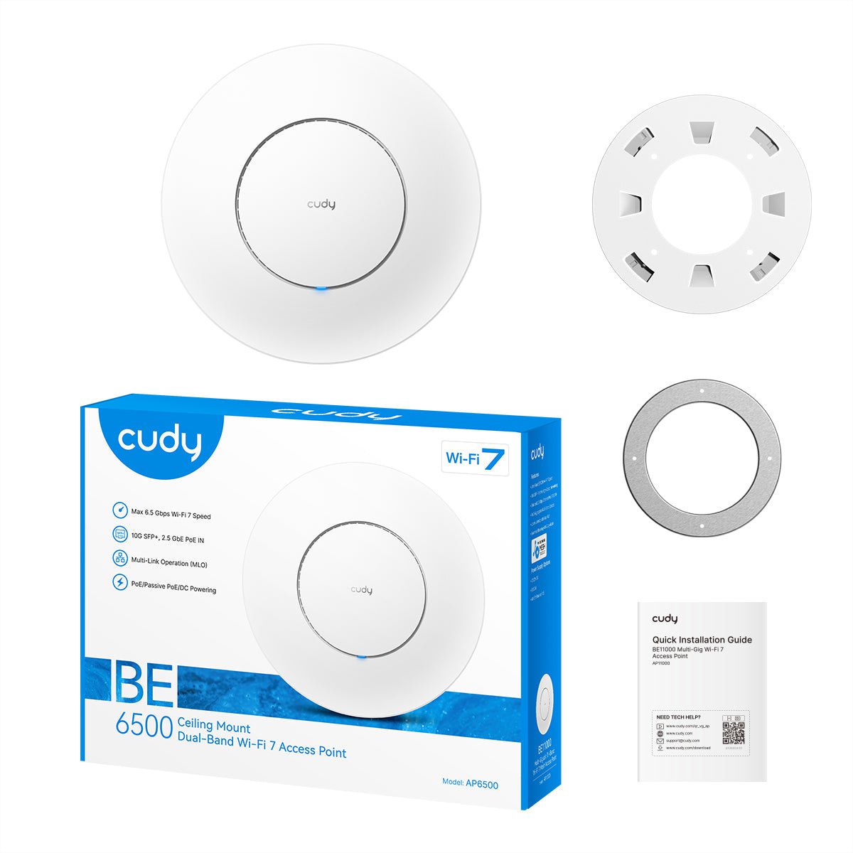 CUDY AP6500 BE6500 Ceiling Mount Dual-Band Wi-Fi 7 Access Point