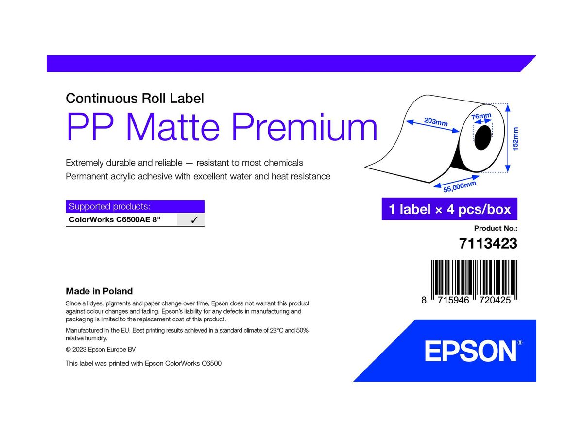 Epson 7113423 printeretiket Wit Zelfklevend printerlabel