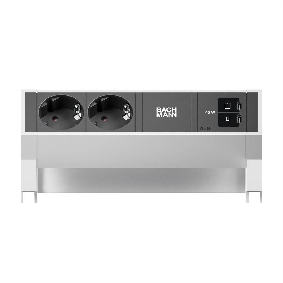 BACHMANN DESK2 2xCEE7/3 1xUSB C/C 45W, L=0.2m INOX