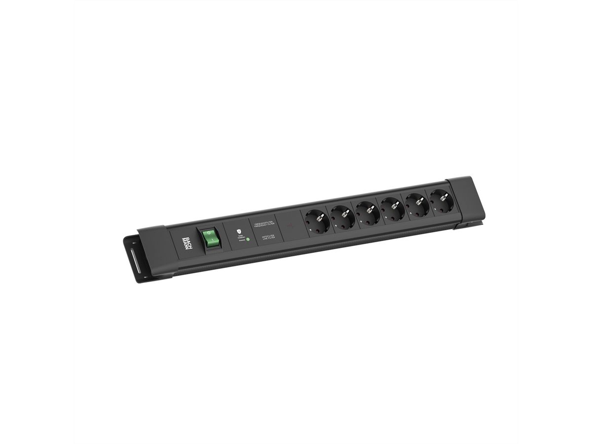 BACHMANN CONNECTUS 6xCEE7/3, 1xGVS-Plus 1xSchalter 2,0m CEE7/7 Schwarz
