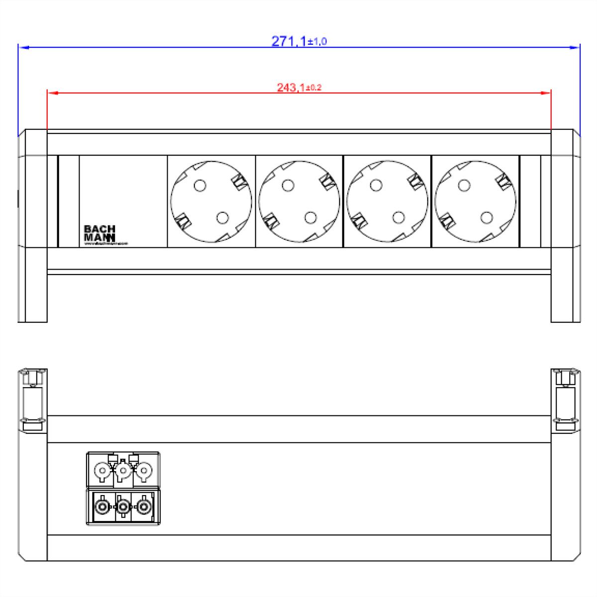 BACHMANN DESK 4x Geaard stopcontact