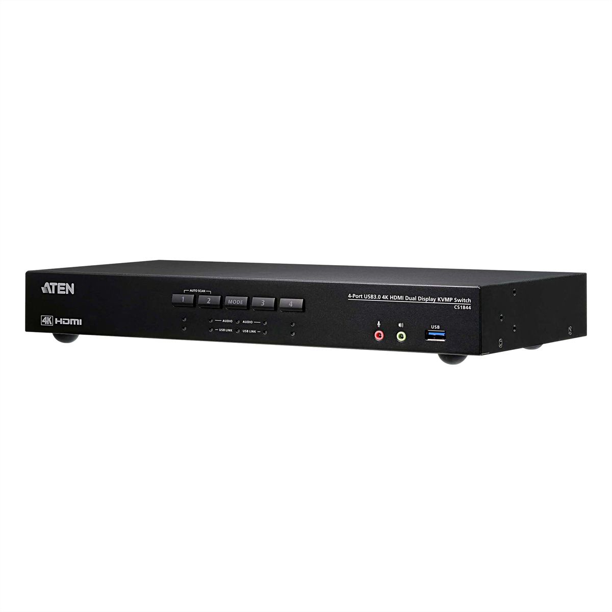 ATEN CS1844 4-Poorts True 4K HDMI Dual-View KVM Switch met Audio & USB 3.0 Hub