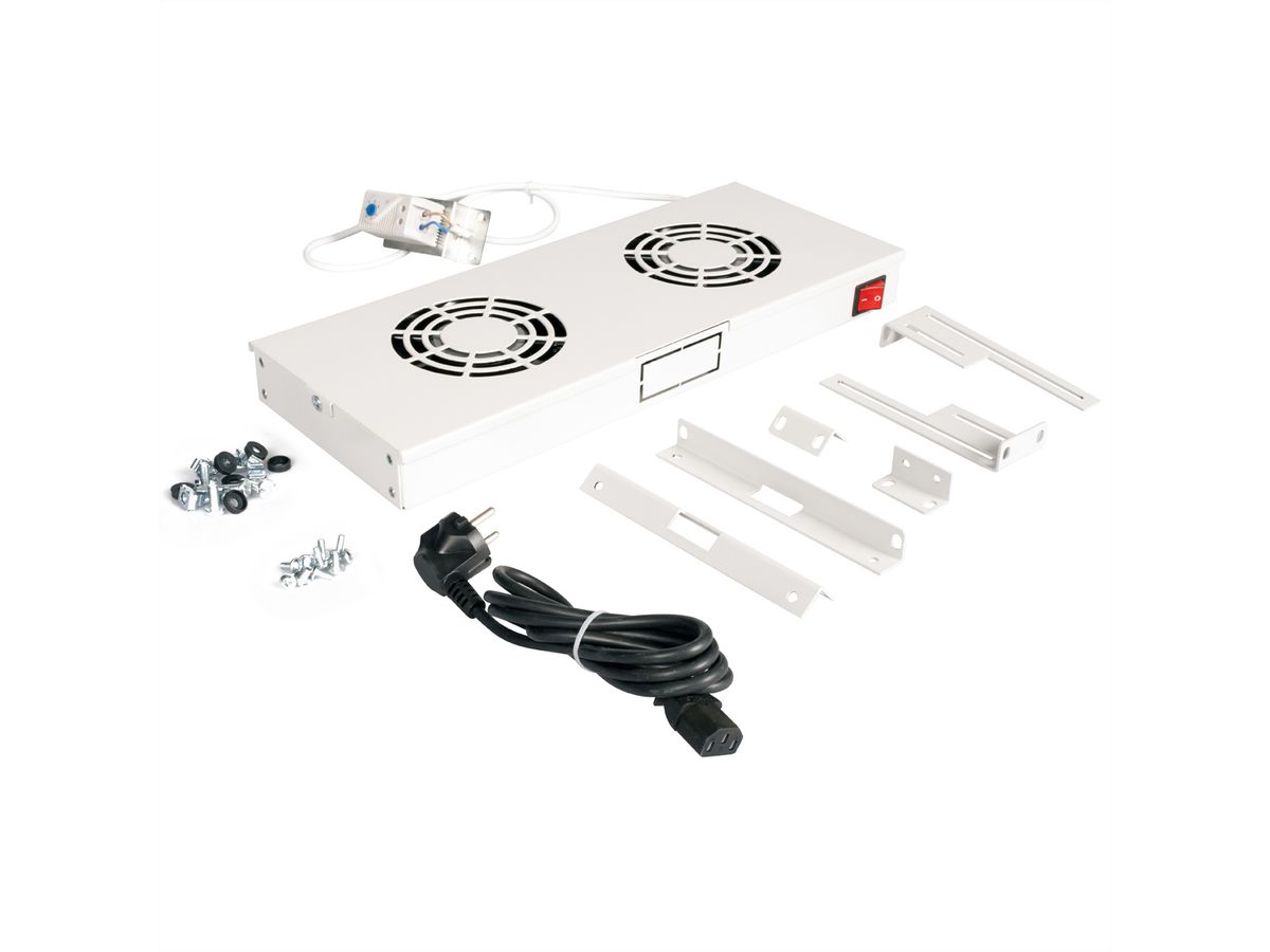 ROLINE 19-inch ventilatorunit 2 ventilatoren , Thermostaat grijs