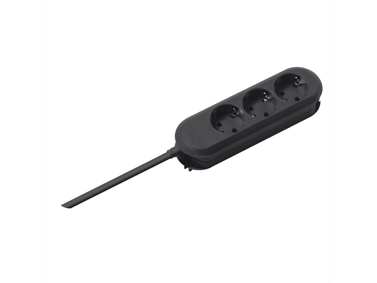 BACHMANN SMART socket strip 3x protective contact, screwed, black, 1.5 m