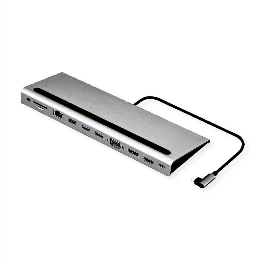 VALUE USB-C Multiport Docking Station, 4K HDMI/DP, VGA, USB, Kaartlezer, PD, LAN, Audio