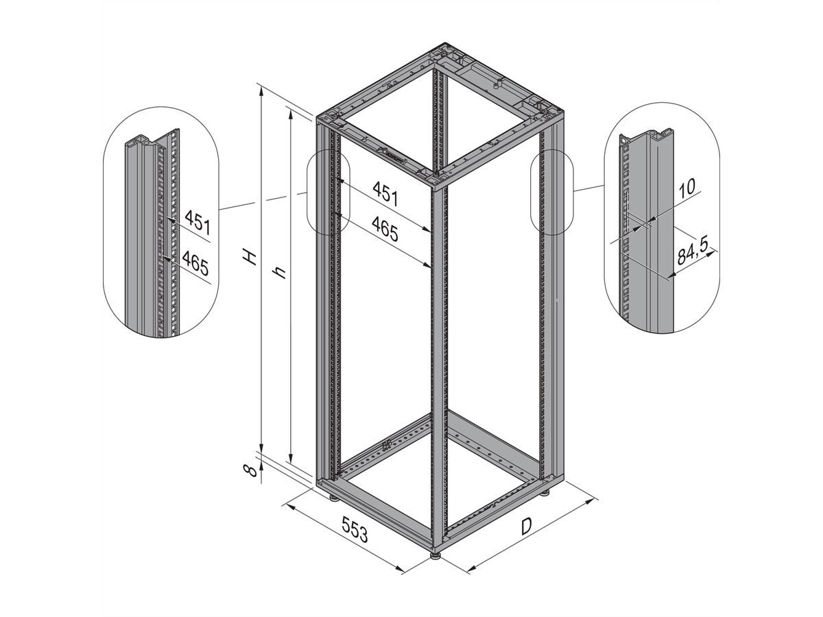 FRAME SL 19"12U 553W 900D RAL7021