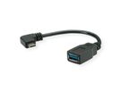 ROLINE USB 3.2 Gen 1 kabel Type C - Type A, Male/Female, OTG , zwart, 0,15 m