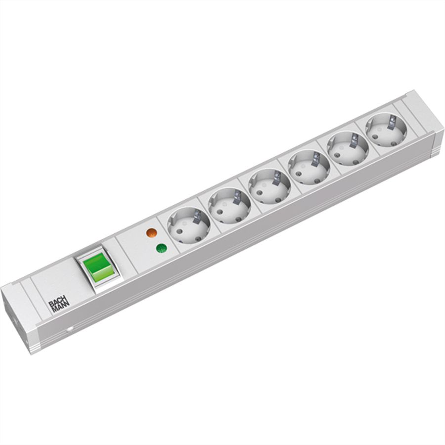 BACHMANN 19" 1.5U 6xCEE7/3 1xswitch SPD power 2.0m CEE7/7