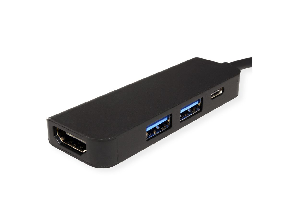 VALUE USB Type C dockingstation, HDMI 4K, 2x USB Type A + Type C PD