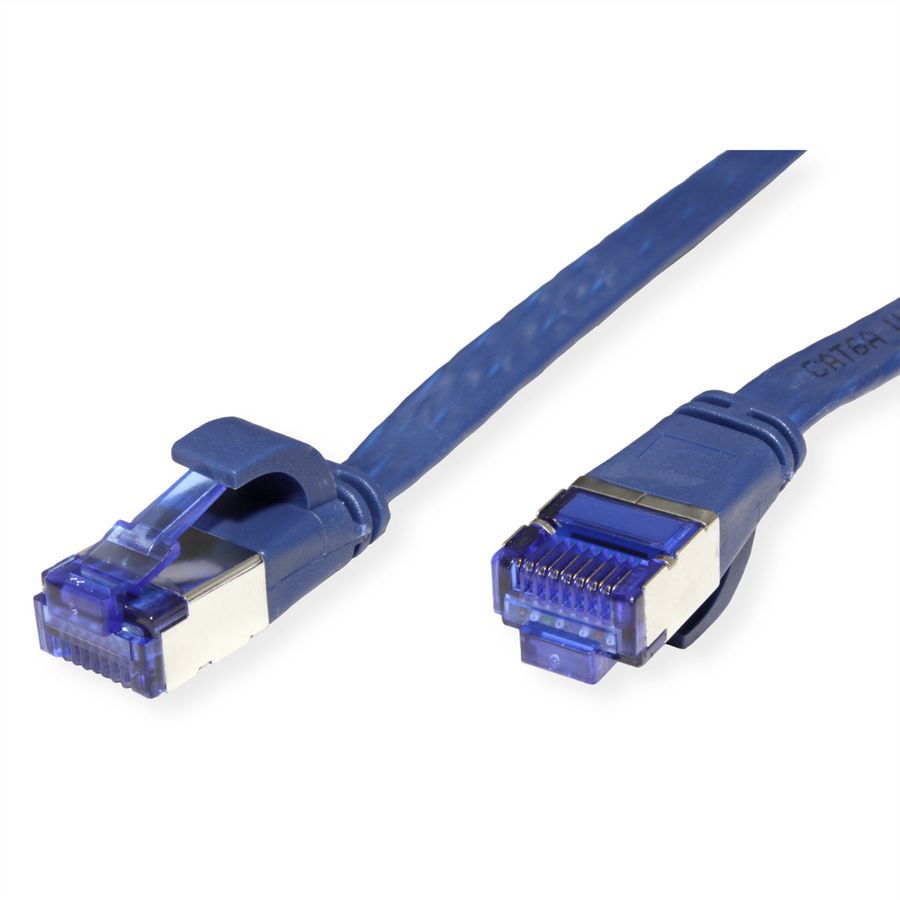VALUE FTP patchkabel, Cat.6A (Class EA), extra plat, blauw, 1 m