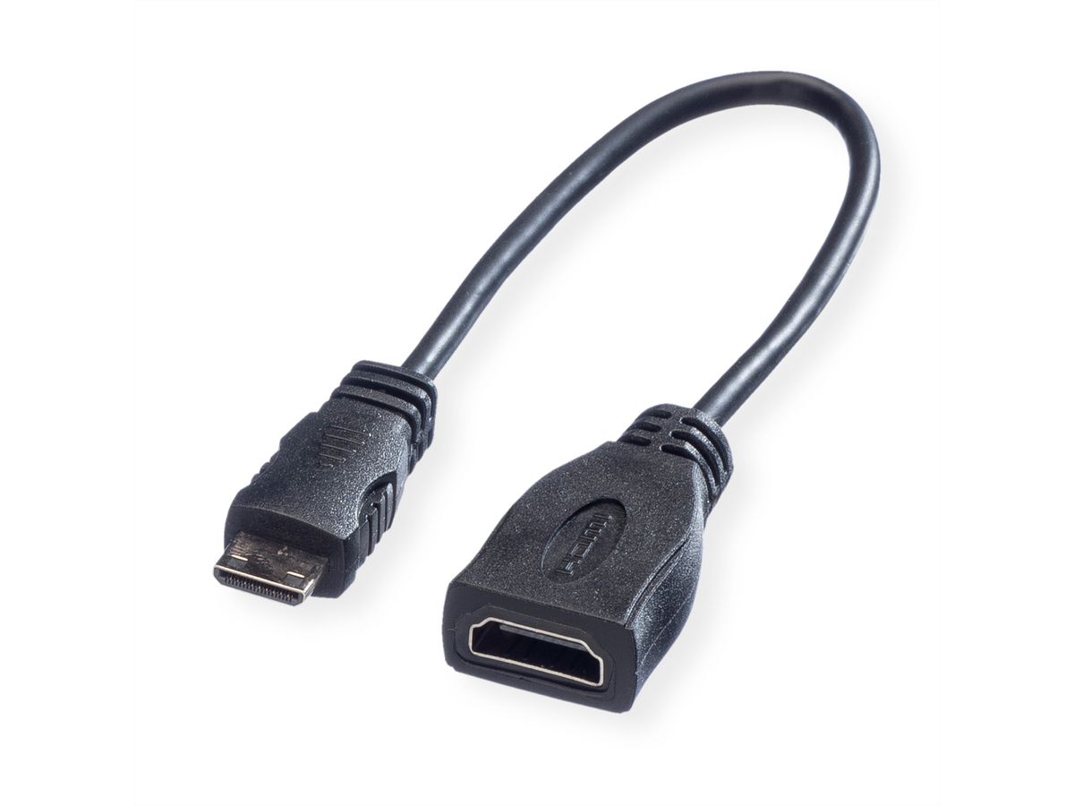 ROLINE Monitorkabel HDMI  High Speed met Ethernet, HDMI Female - Mini HDMI Male, 0,15 m