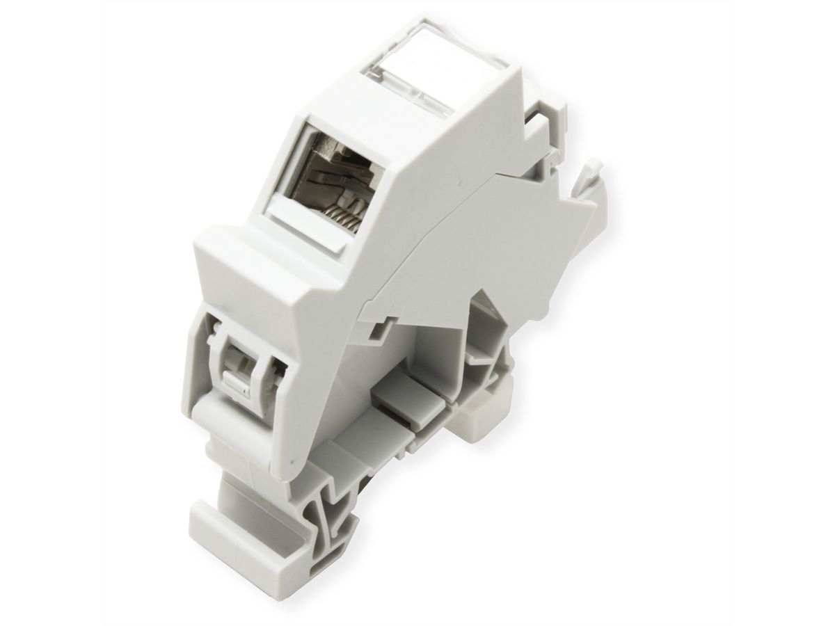 ROLINE DIN-railadapter voor Keystone-modules, incl. Cat.6A Keystone, afgeschermd, 45°