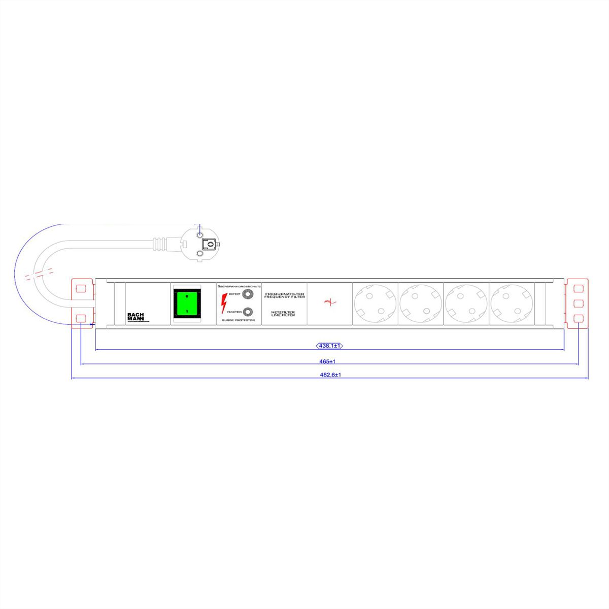 BACHMANN 19" PDU 1.5U 4xCEE7/3, Switch