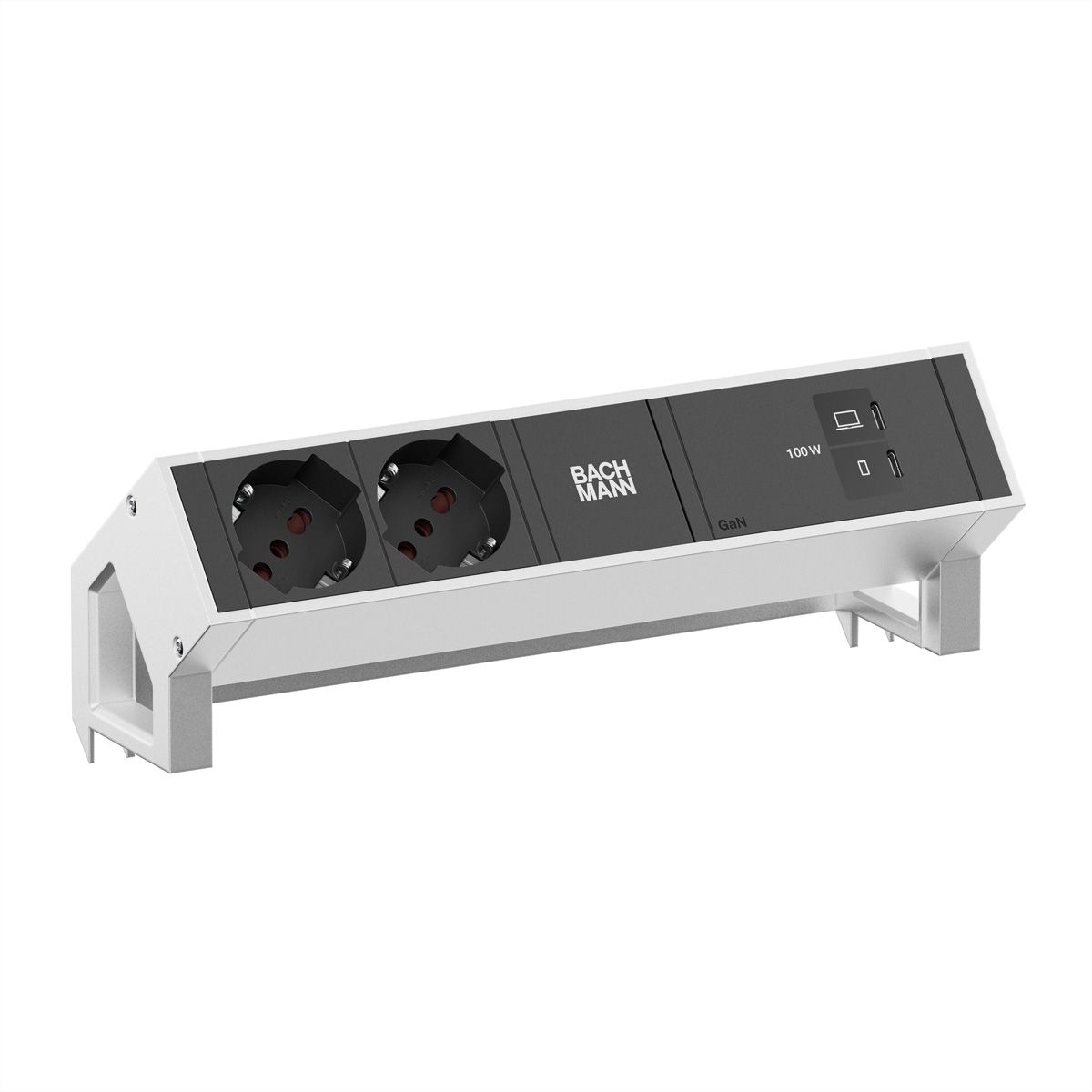 BACHMANN DESK2 2xP40 1xUSB C/C 100W, L=0.2m INOX