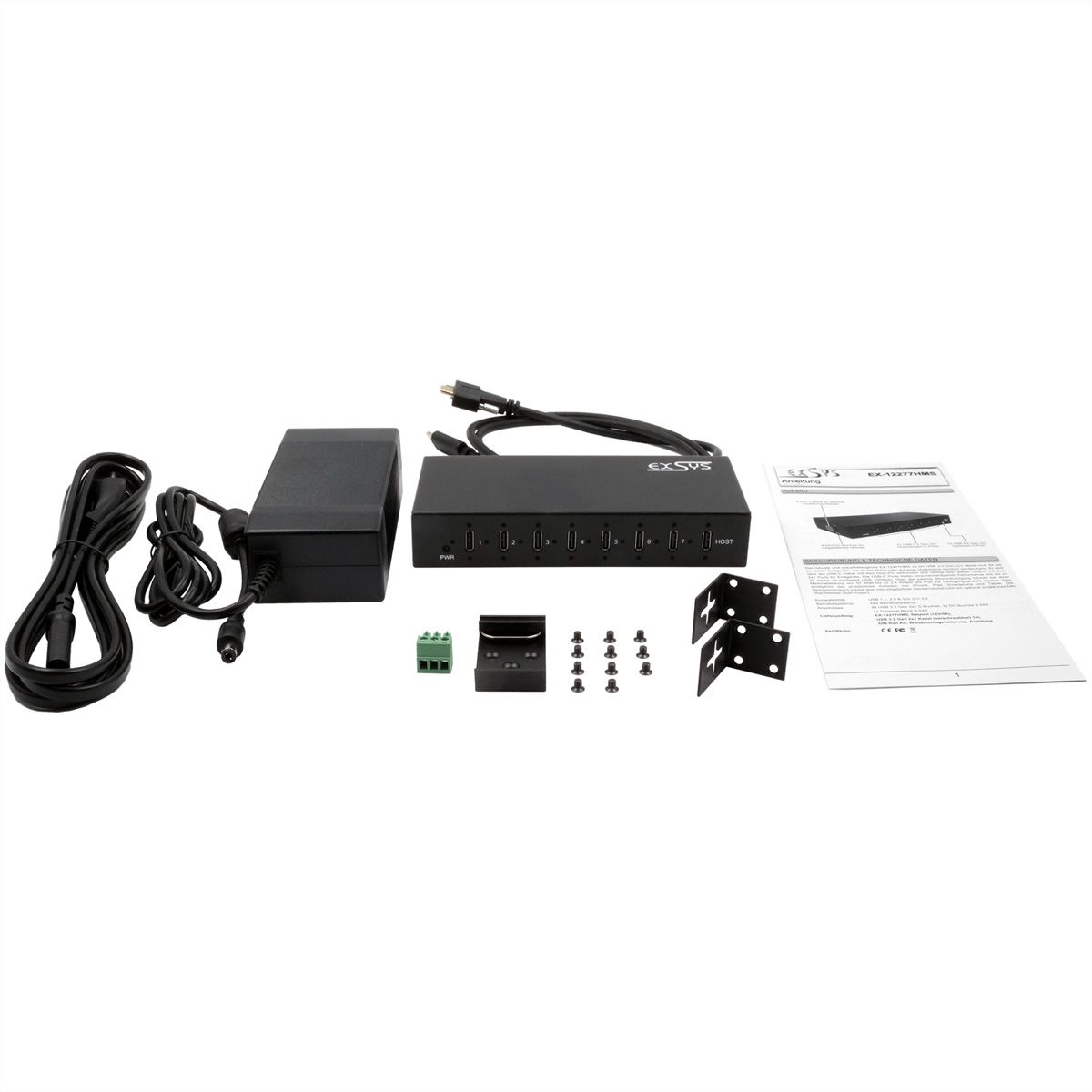 EXSYS EX-12277HMS 7-Port USB 3.2 Gen 2 Metall HUB, mit 7x C-Anschlüsse