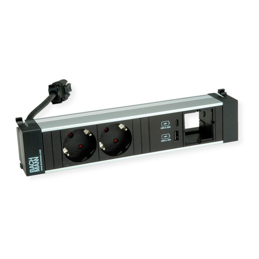 BACHMANN POWER FRAME M 2xCEE7/3, 1xUSB A&C 22W 1xCM 0.2m GST18