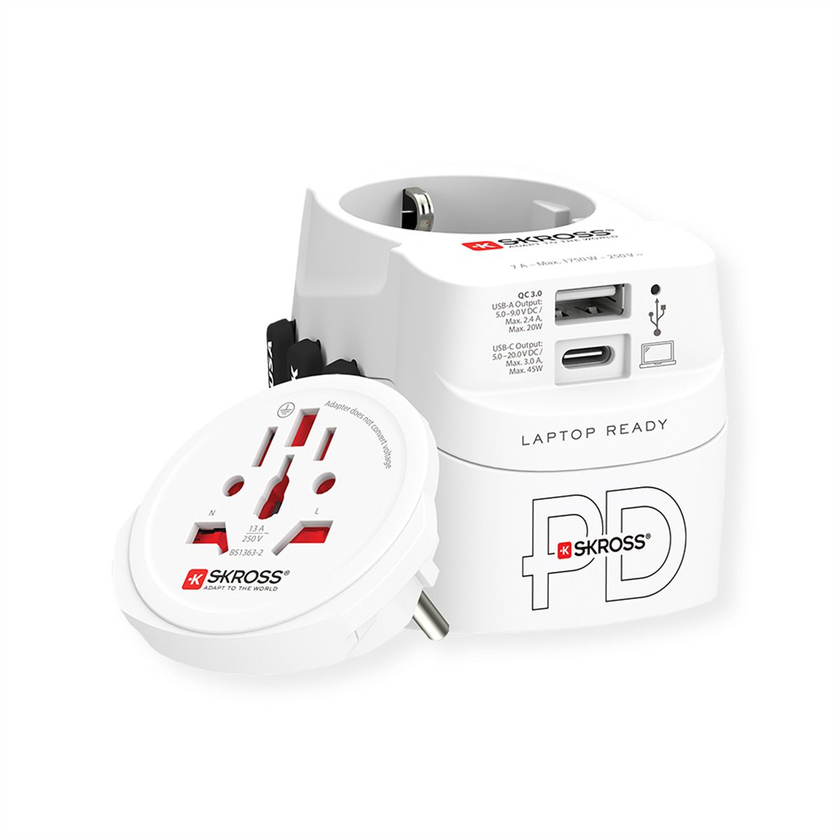 Skross PRO Light USB AC45PD World Travel Adapter, worldwide