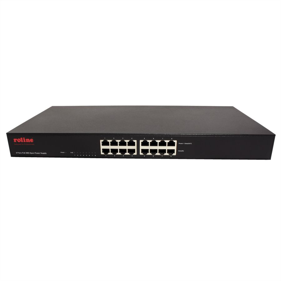 ROLINE 19" PoE MID-Span Power Supply, 8 Midspanports