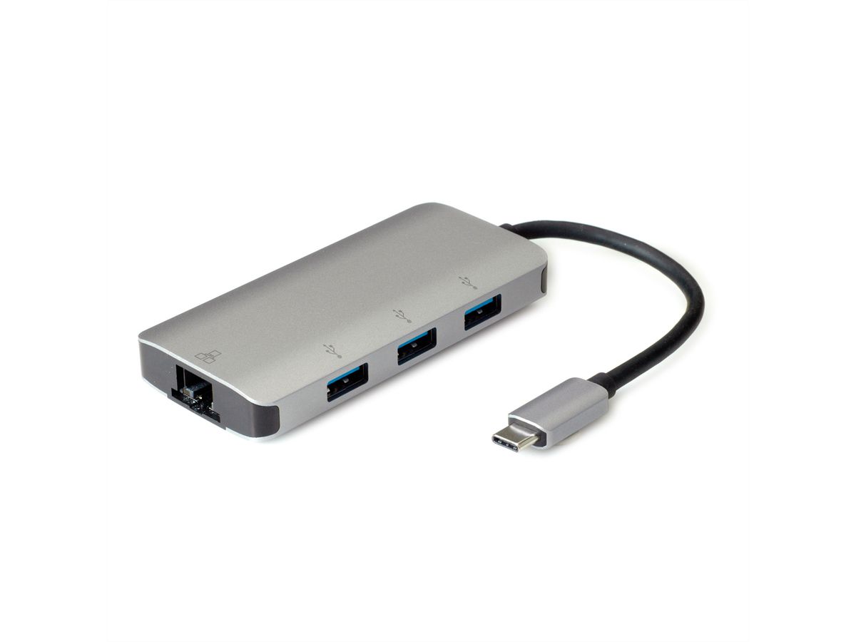 ROLINE USB Type C to Gigabit Ethernet Converter + Hub 3x