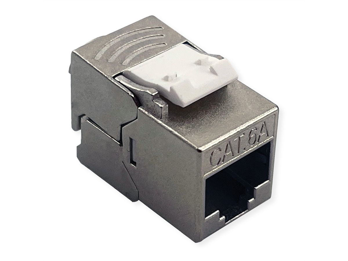 ROLINE Cat.6A (klasse EA) Keystone, afgeschermd, zonder gereedschap, SLIM, extra kort , zilver