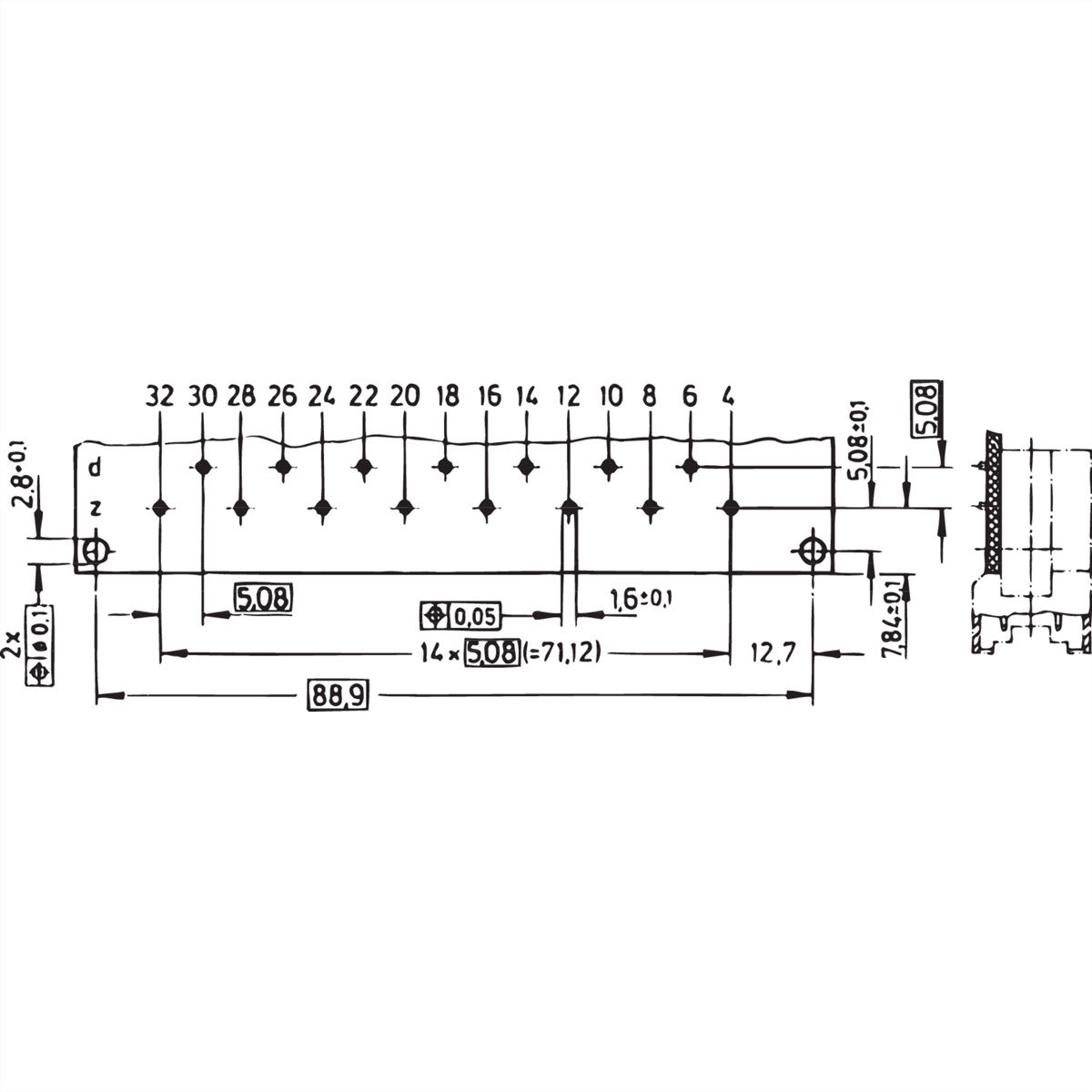 SCHROFF Stekker Type H, EN 60603, DIN 41612, Mannelijk, 15 Contacten, Stiftlengte 2,9 mm