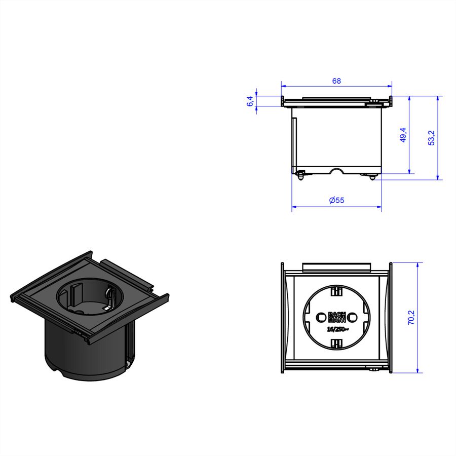 BACHMANN KAPSA XX-Small 1x earthing contact, Mounting plug