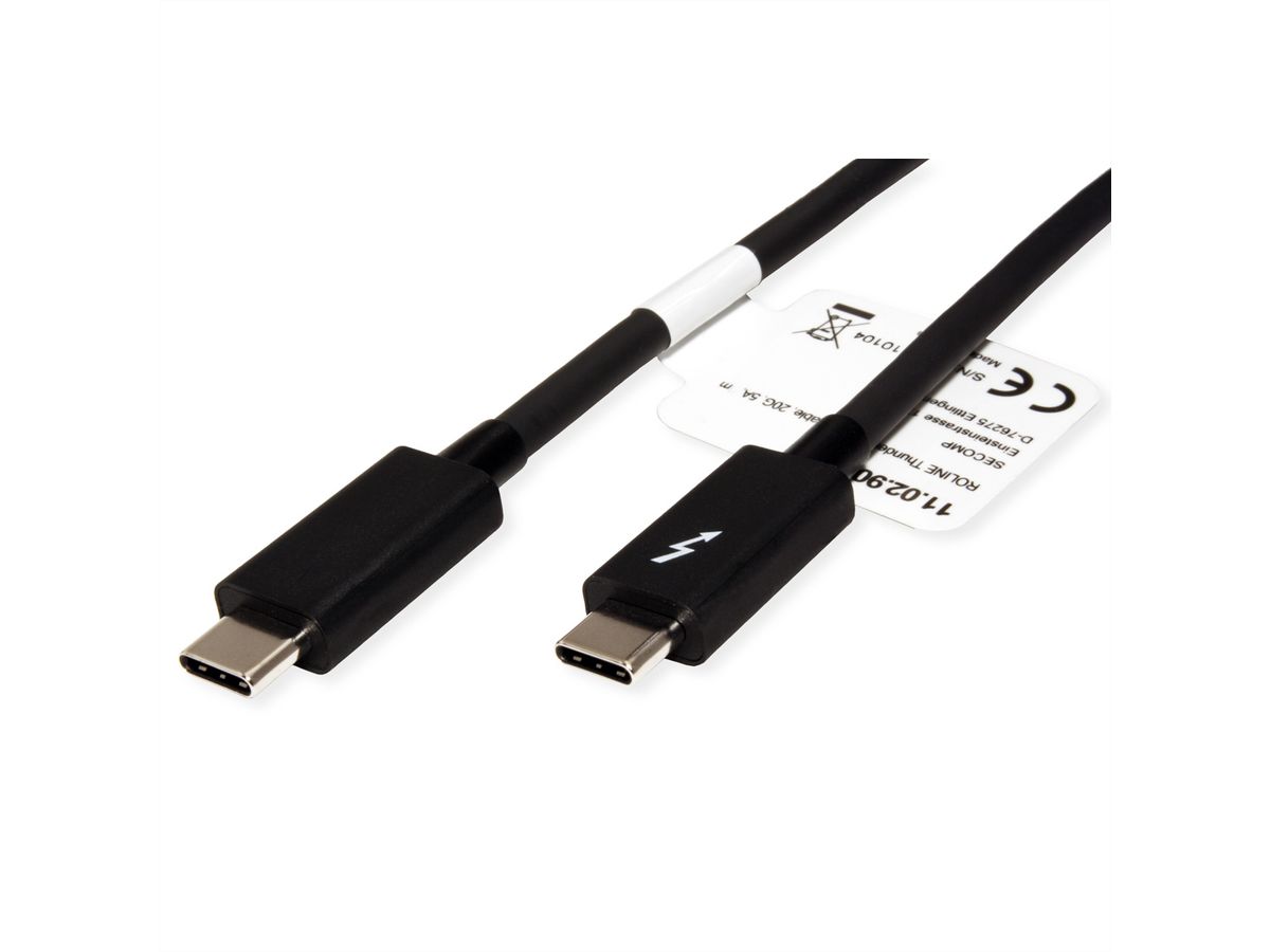 ROLINE Thunderbolt™ 3 Cable, 20GBit/s, 5A, M/M, black, 2 m