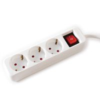 VALUE 3-voudige stekkerdoos met schakelaar, wit, 3 m