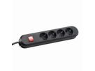 BACHMANN SMART stekkerdoos 4x geaard contact, met schakelaar, zwart, 1,5 m