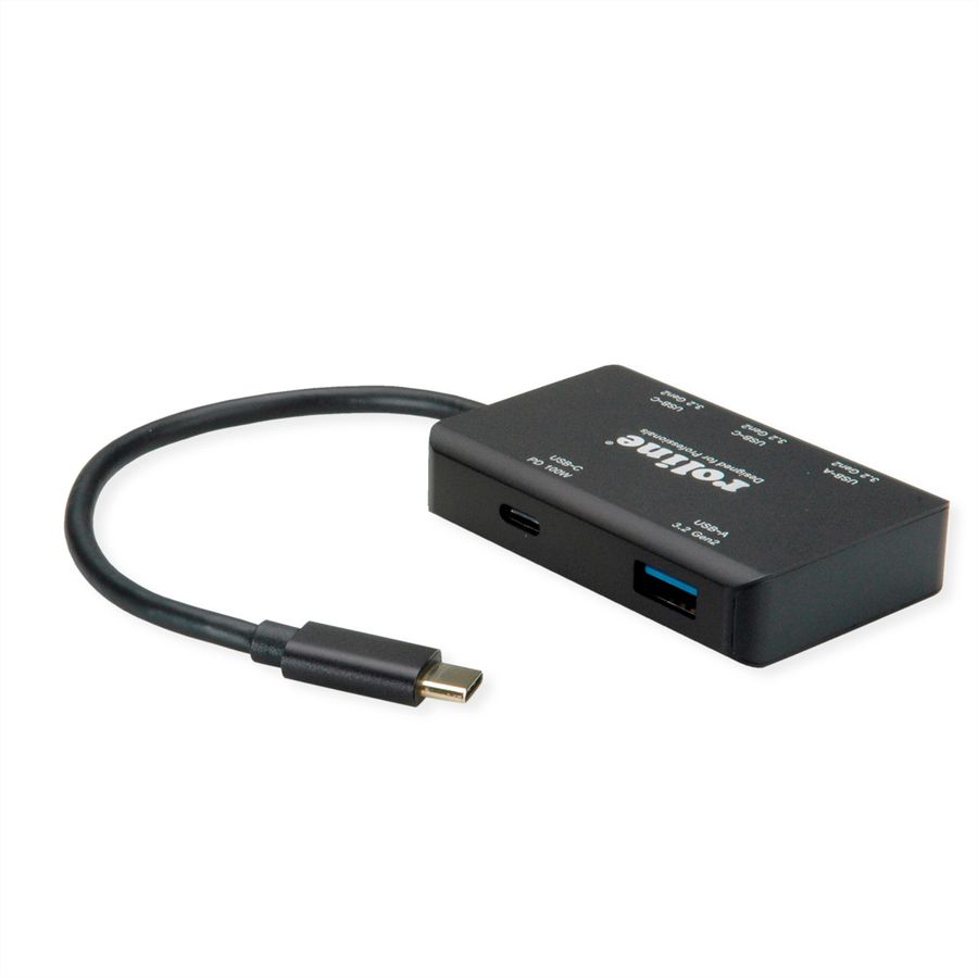 ROLINE USB 3.2 Gen 2 Hub, 4-voudig (2x USB-A + 2x USB-C), PD, type C-aansluitkabel