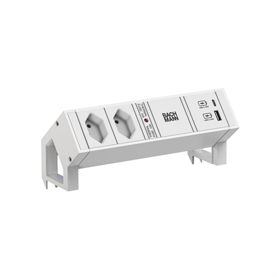 BACHMANN DESK2 2xCH T13 1xUSB A/C 22W 0,2m GST18 RAL9010