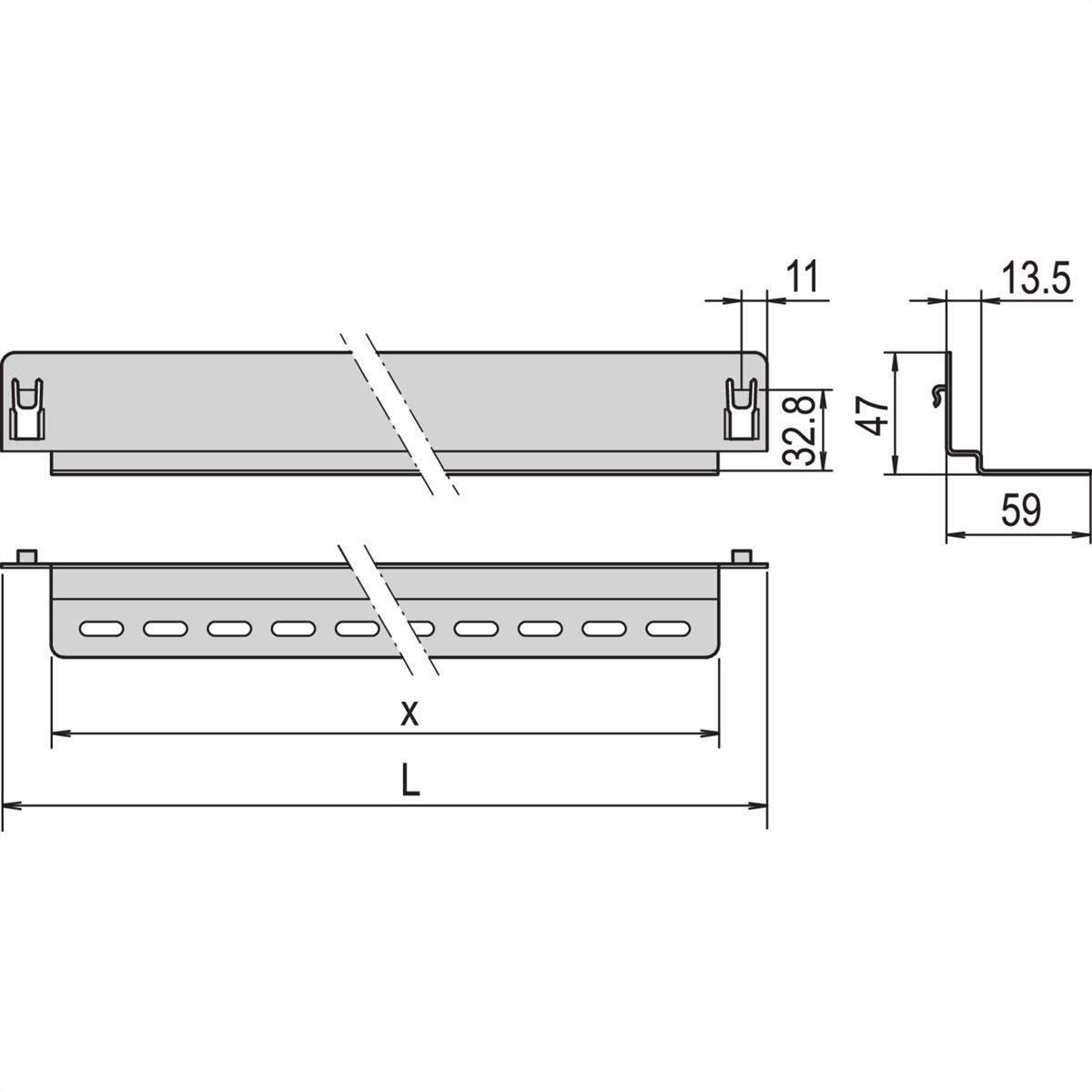 SCHROFF Novastar Geleiderail, 25 kg, 800D, 1 paar