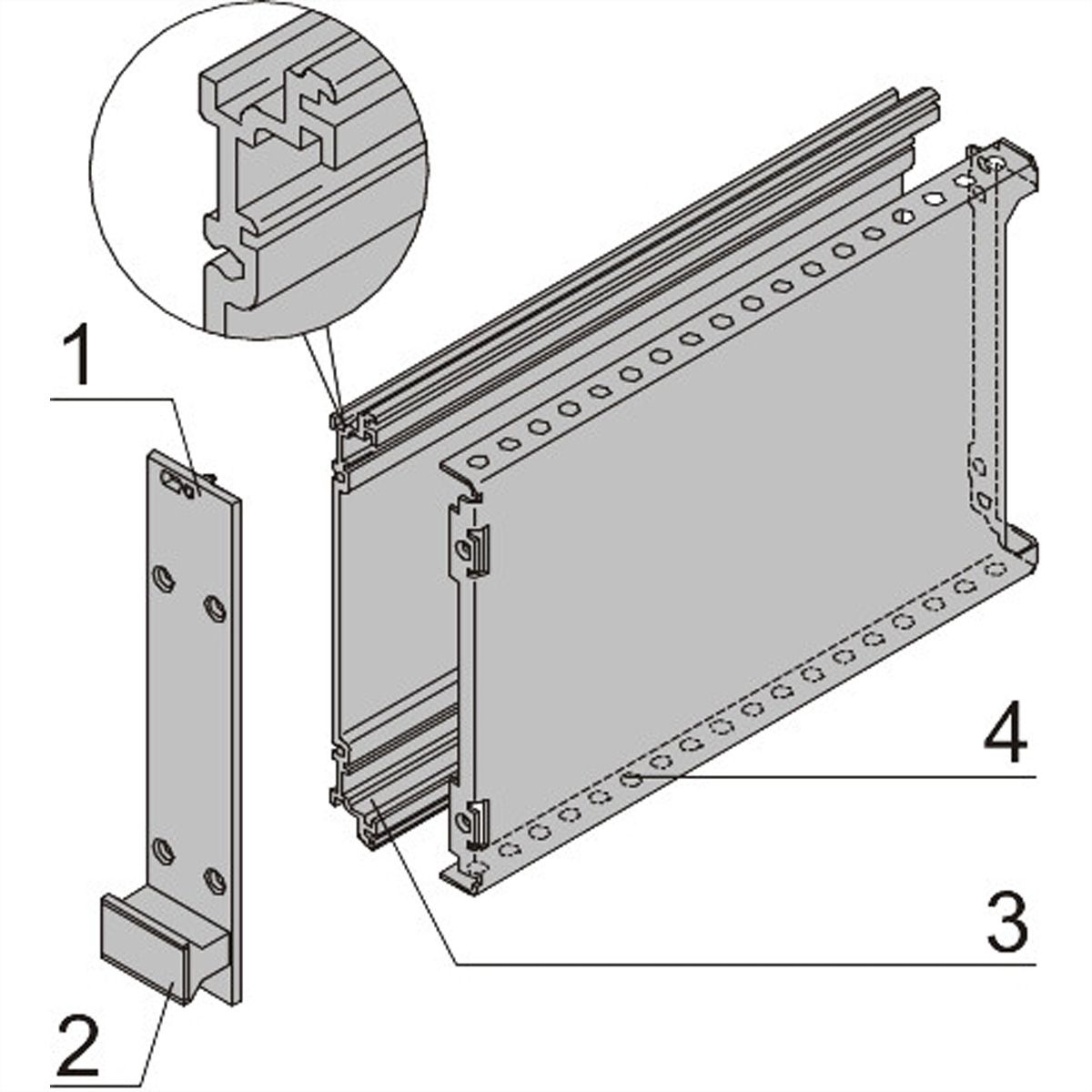 SCHROFF-frame insteekmodule PRO-set, met kap, niet-afgeschermd, 3 HE, 7 HE, 227 mm