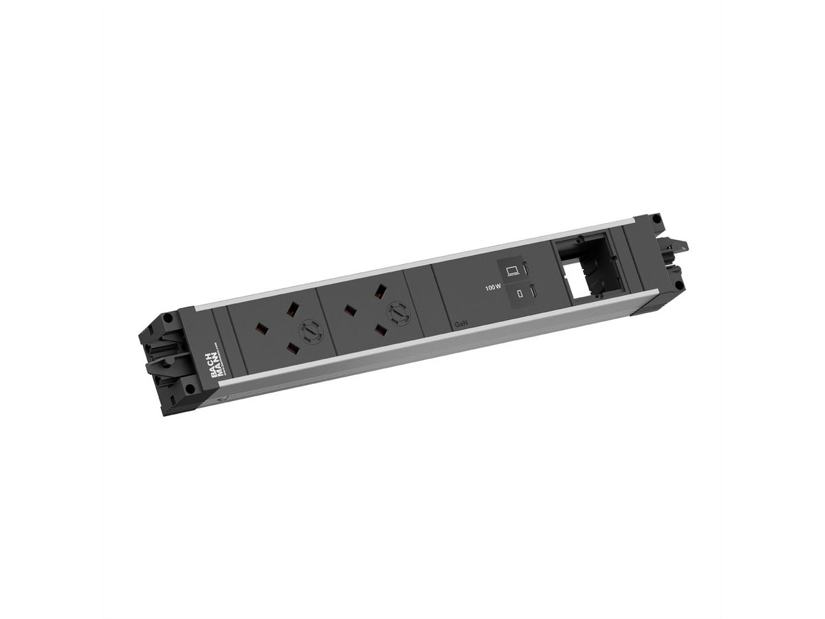 BACHMANN STEP ALU 2xUK, 1xUSB C/C 100W 1xCM