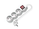 VALUE French Power Strip, 3-way, with illuminated Switch, white, 3 m