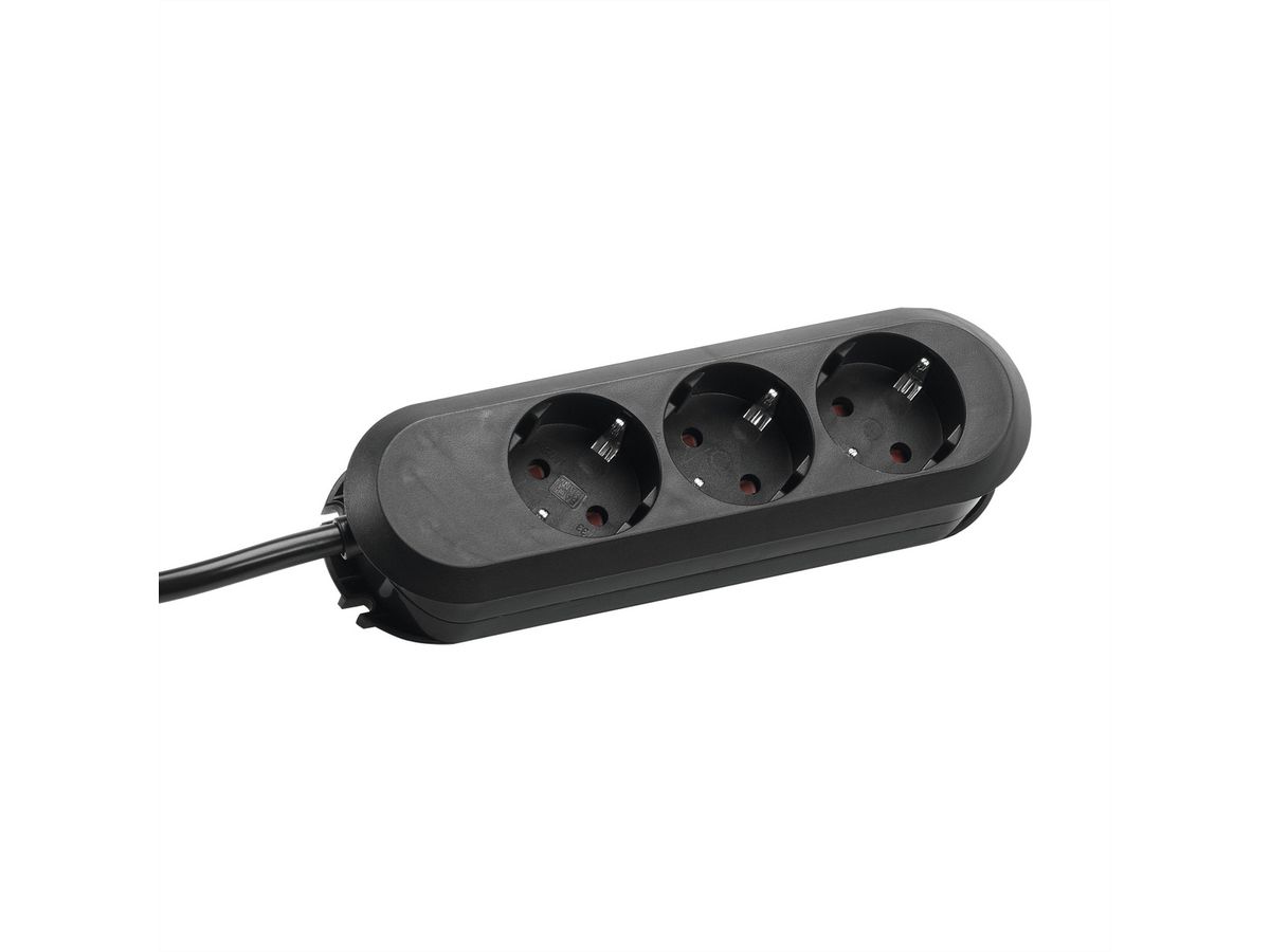 BACHMANN SMART stekkerdoos 3x geaard contact, geschroefd, zwart, 1,5 m