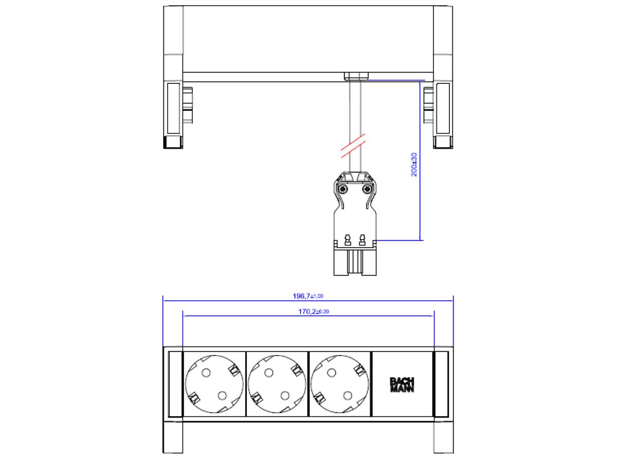 BACHMANN DESK2 3x earthing contact GST18, white