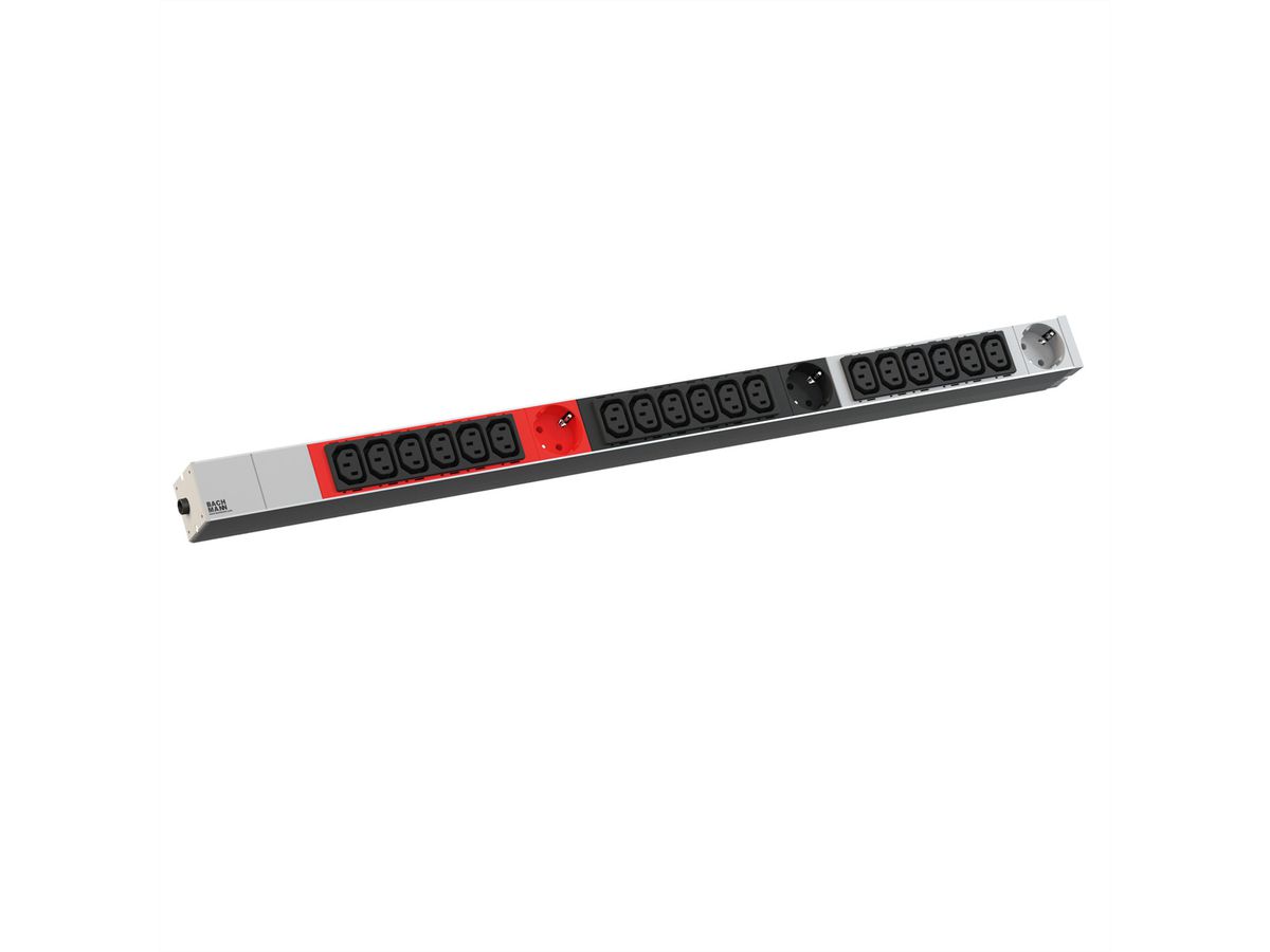 BACHMANN IT PDU ALU 1U 18x C13 3x earthing contact CEE 3x 16A red